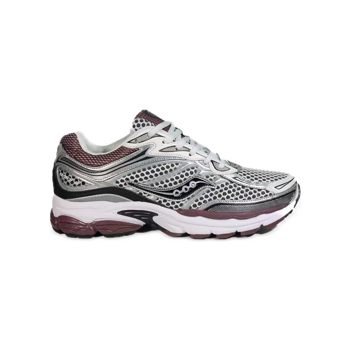 Saucony ProGrid Omni 9 Argent / Prune – vue latérale
