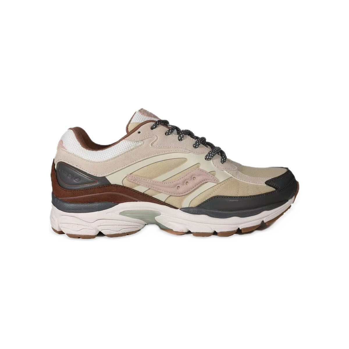 Saucony ProGrid Omni 9 Beige / Marron / Anthracite – vue latérale