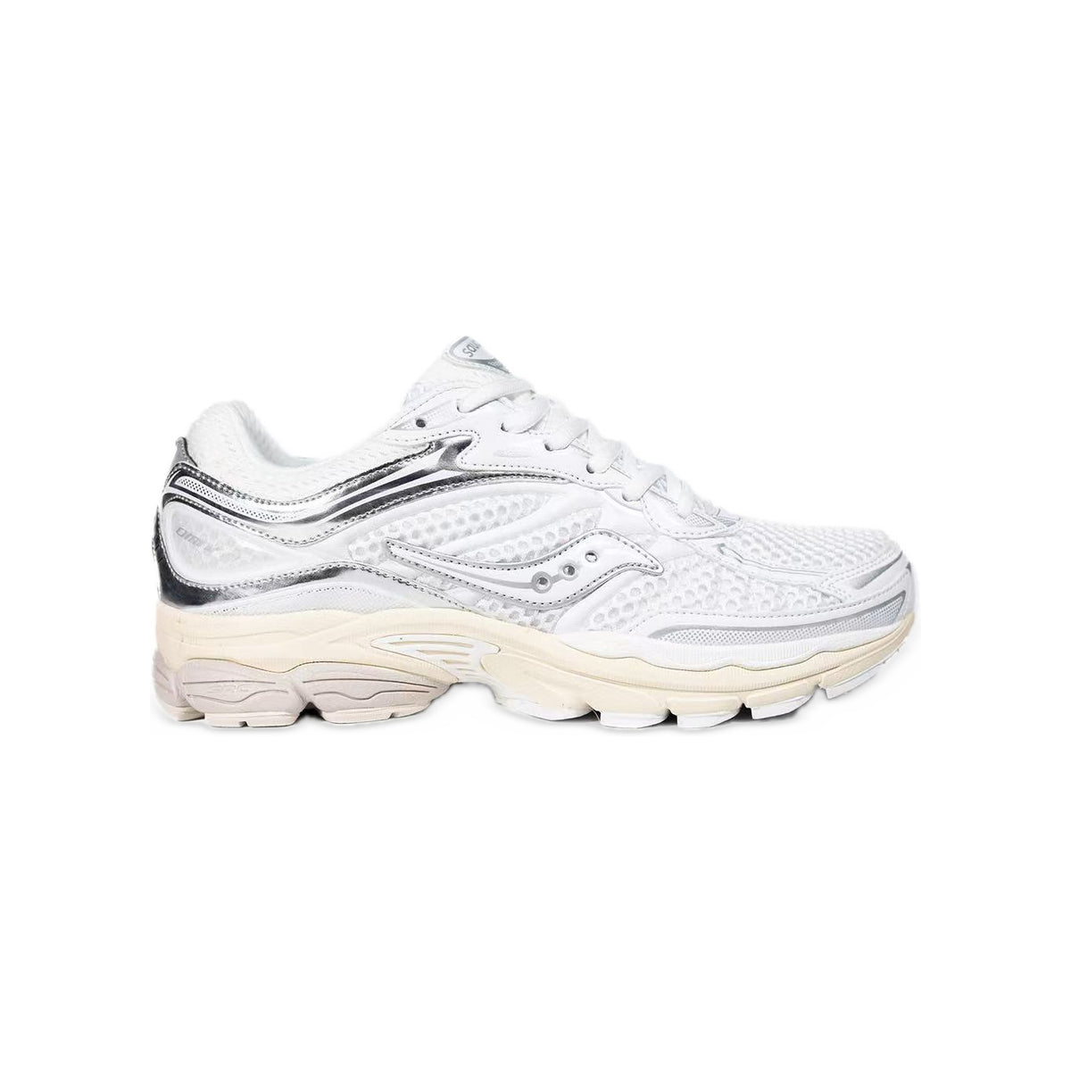 Saucony ProGrid Omni 9 Blanc / Argent / Crème – vue latérale