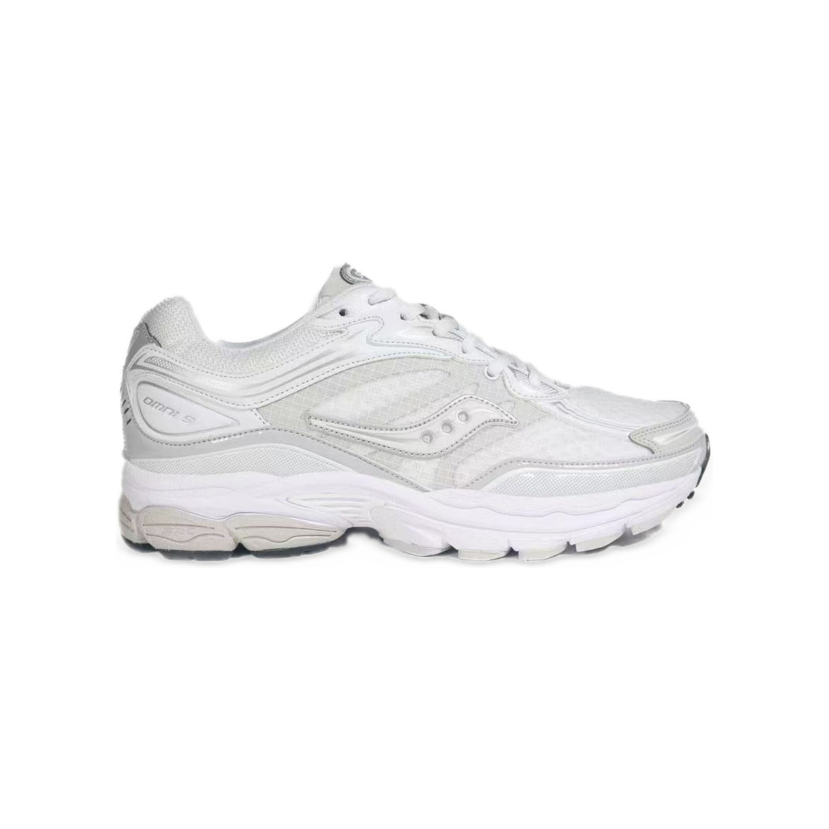 Saucony ProGrid Omni 9 Blanc / Argent – vue latérale