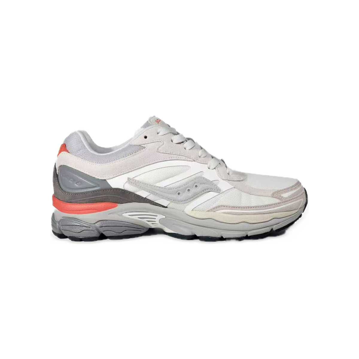 Saucony ProGrid Omni 9 Blanc Cassé / Gris / Corail – vue latérale