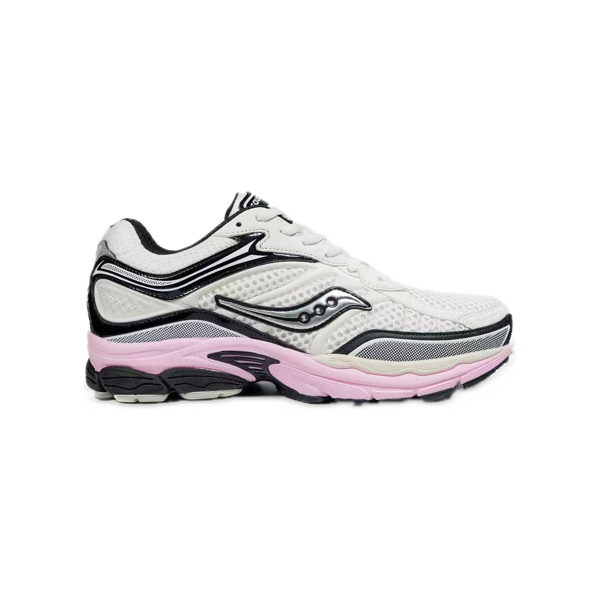 Saucony ProGrid Omni 9 Blanc / Noir / Rose – vue latérale