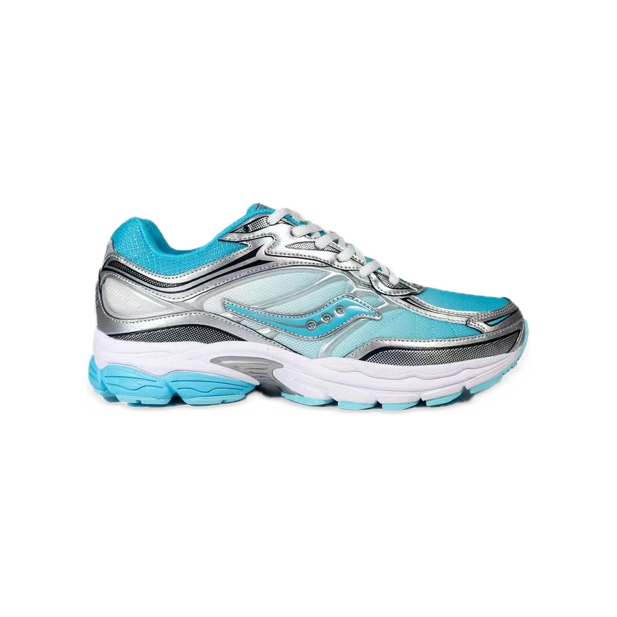 Saucony ProGrid Omni 9 Bleu Lagon / Argent – vue latérale