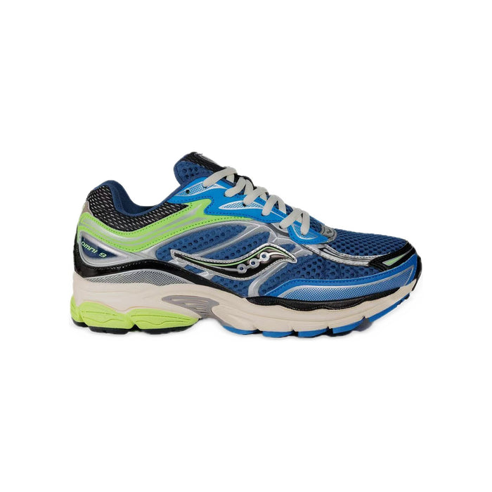 Saucony ProGrid Omni 9 – Bleu / Vert Fluo / Crème