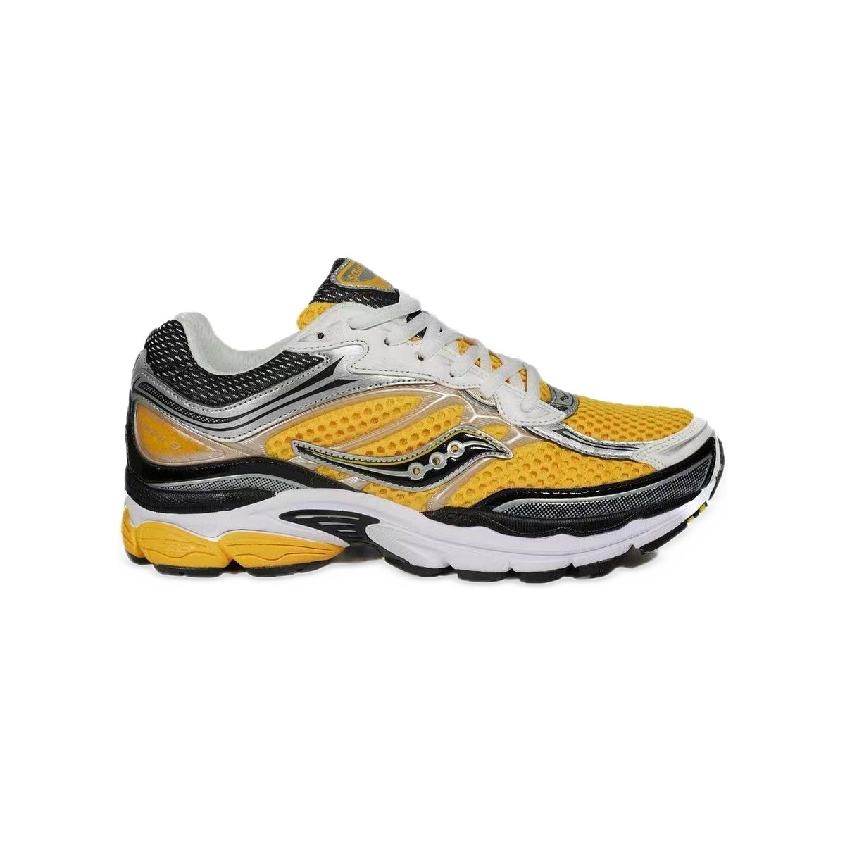 Saucony ProGrid Omni 9 Jaune Soleil / Argent / Noir – vue latérale