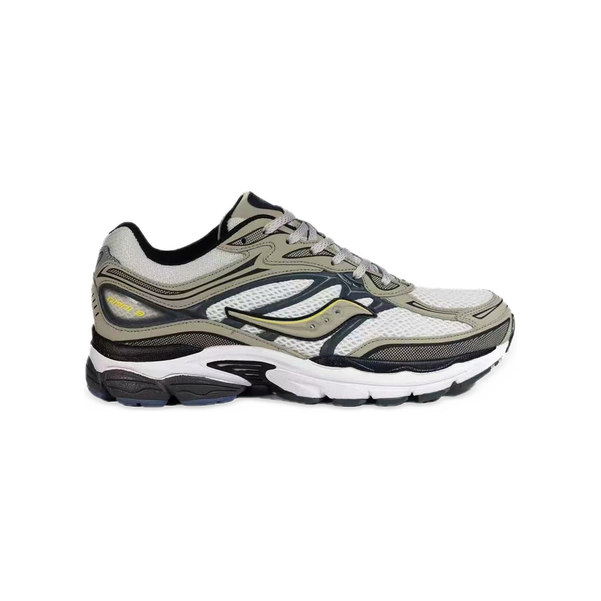 Saucony ProGrid Omni 9 Kaki / Blanc / Noir – vue latérale