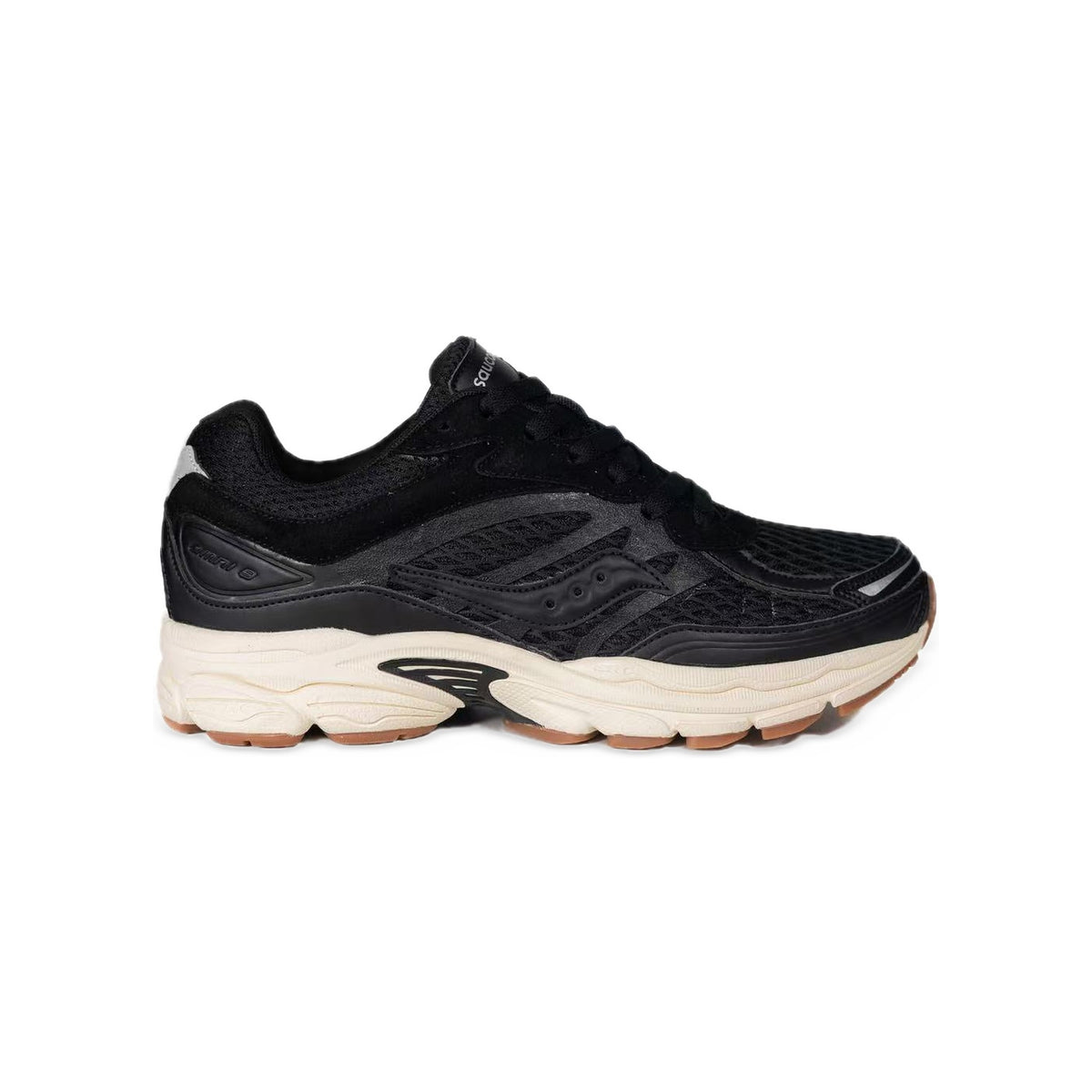 Saucony ProGrid Omni 9 Noir / Crème / Gomme – vue latérale
