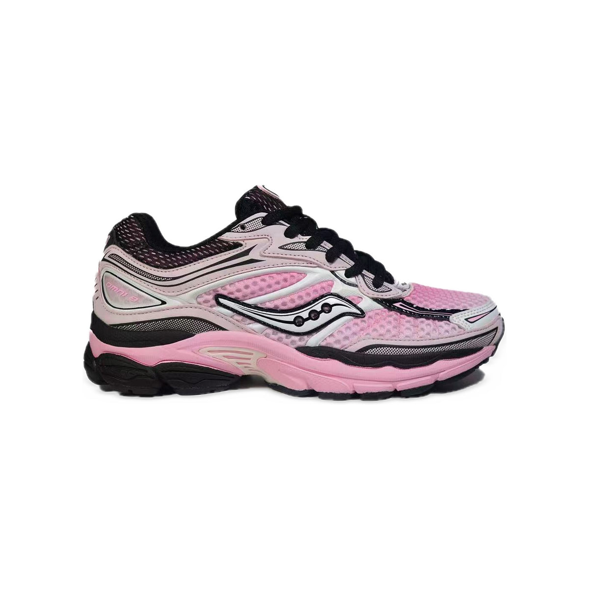 Saucony ProGrid Omni 9 Rose / Noir / Argent – vue latérale